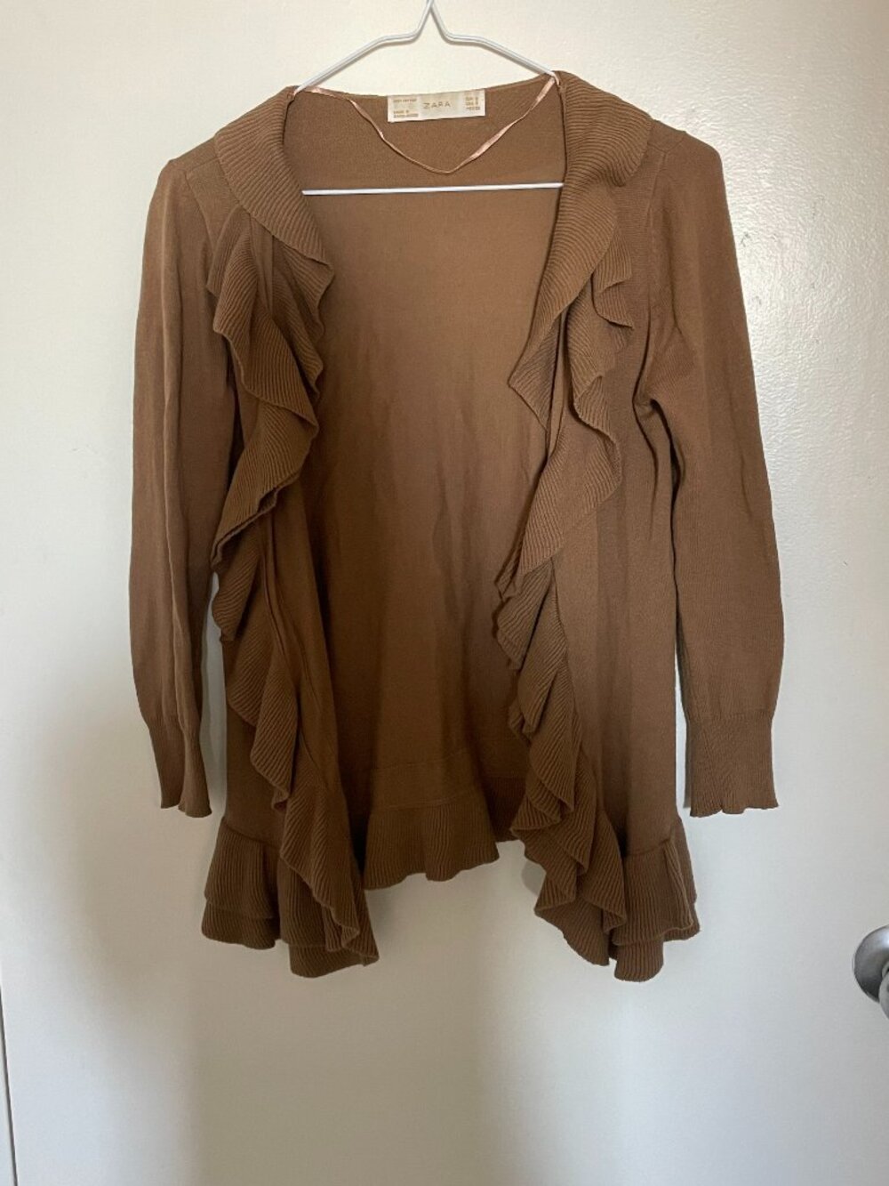 Zara knit brown tan camel cardigan